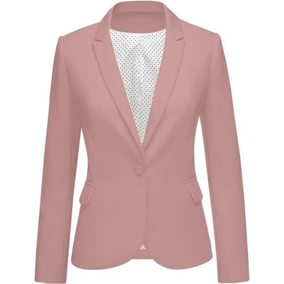 Women's Long Sleeve Formal Blazer Jacket Dusty Pink - Picture 1 of 4